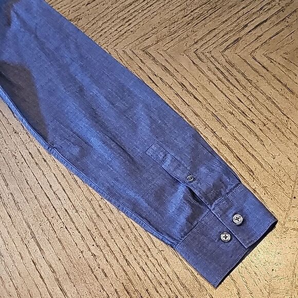 Mens denim blue button down shirt size L Kenneth Cole - Picture 8 of 9